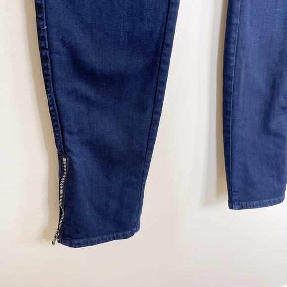Alice + Olivia Dark Wash Skinny Jeans with Zip Ankle Size 6 Cotton Stretch - Picture 5 of 11